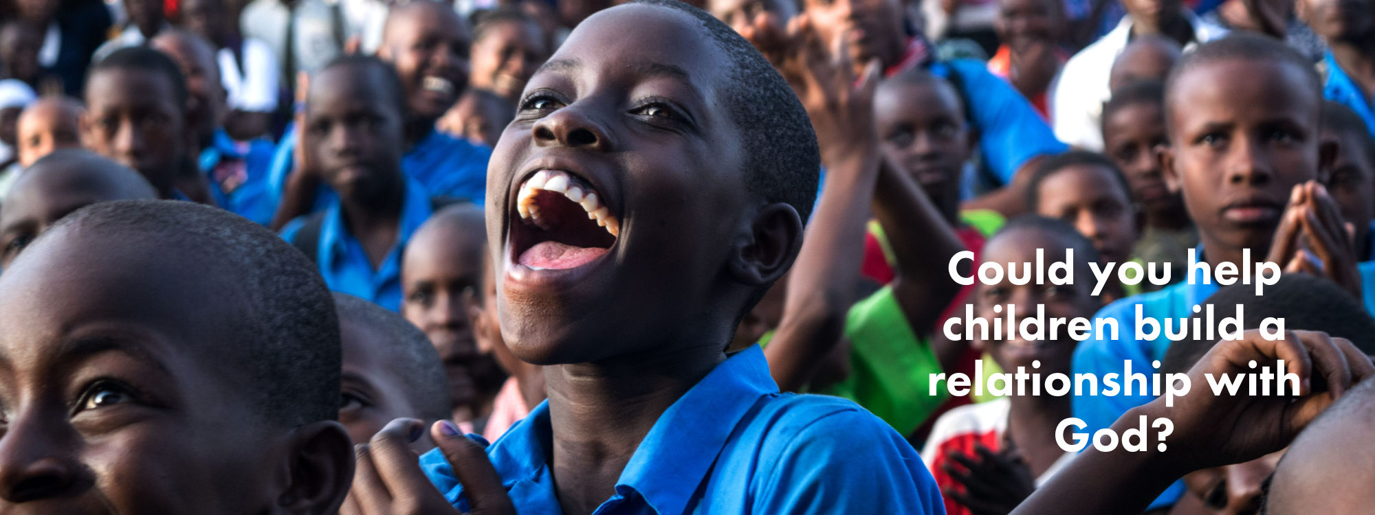 Children in African school shouting for joy